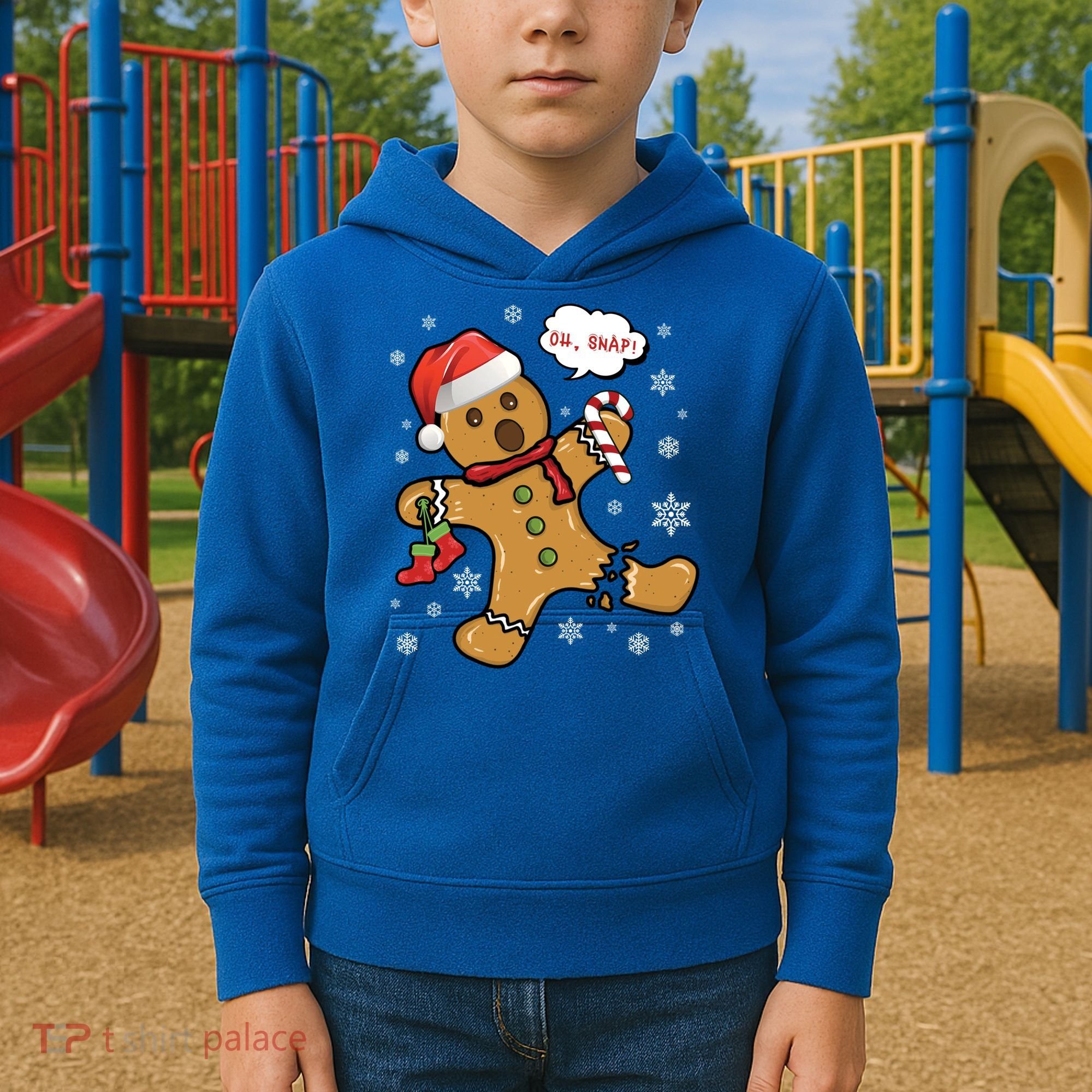 Gingerbread Cookie Santa Hat Oh Snap Funny Christmas Gift Kids Hoodie