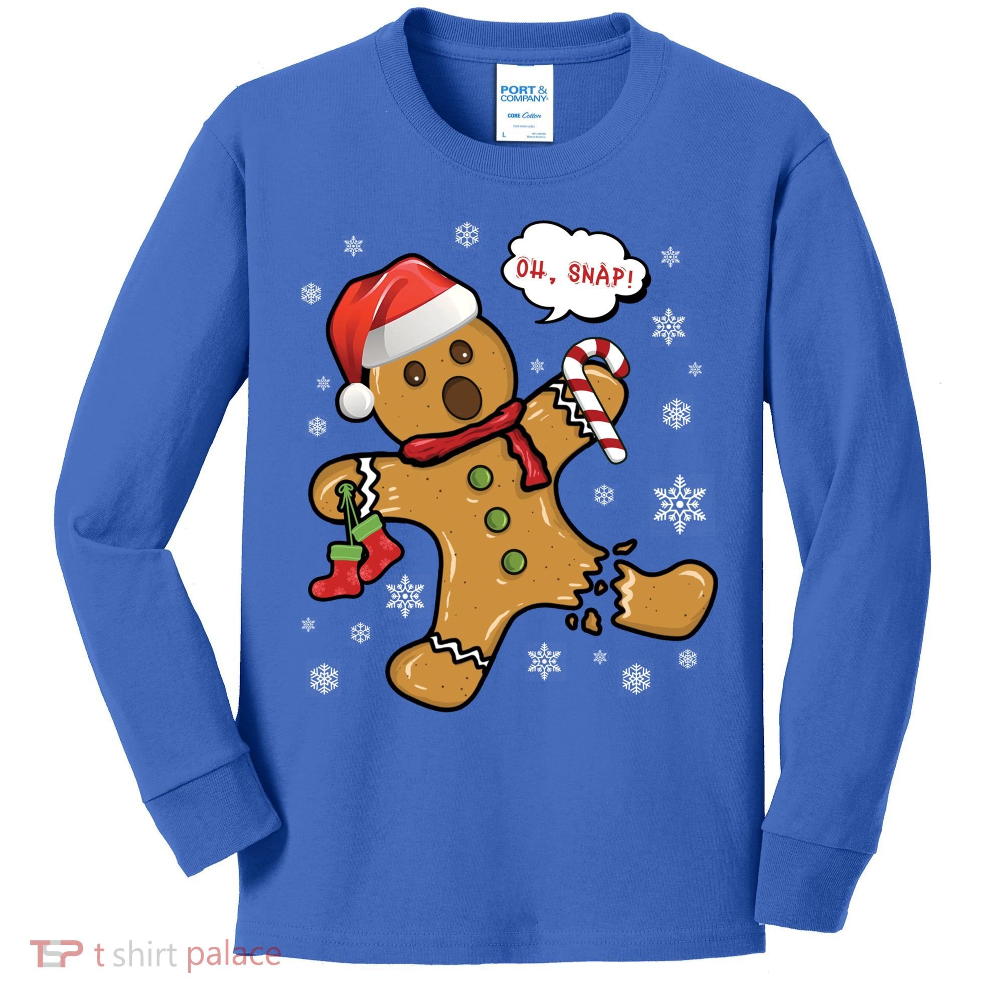 Gingerbread Cookie Santa Hat Oh Snap Funny Christmas Gift Kids Long Sleeve Shirt
