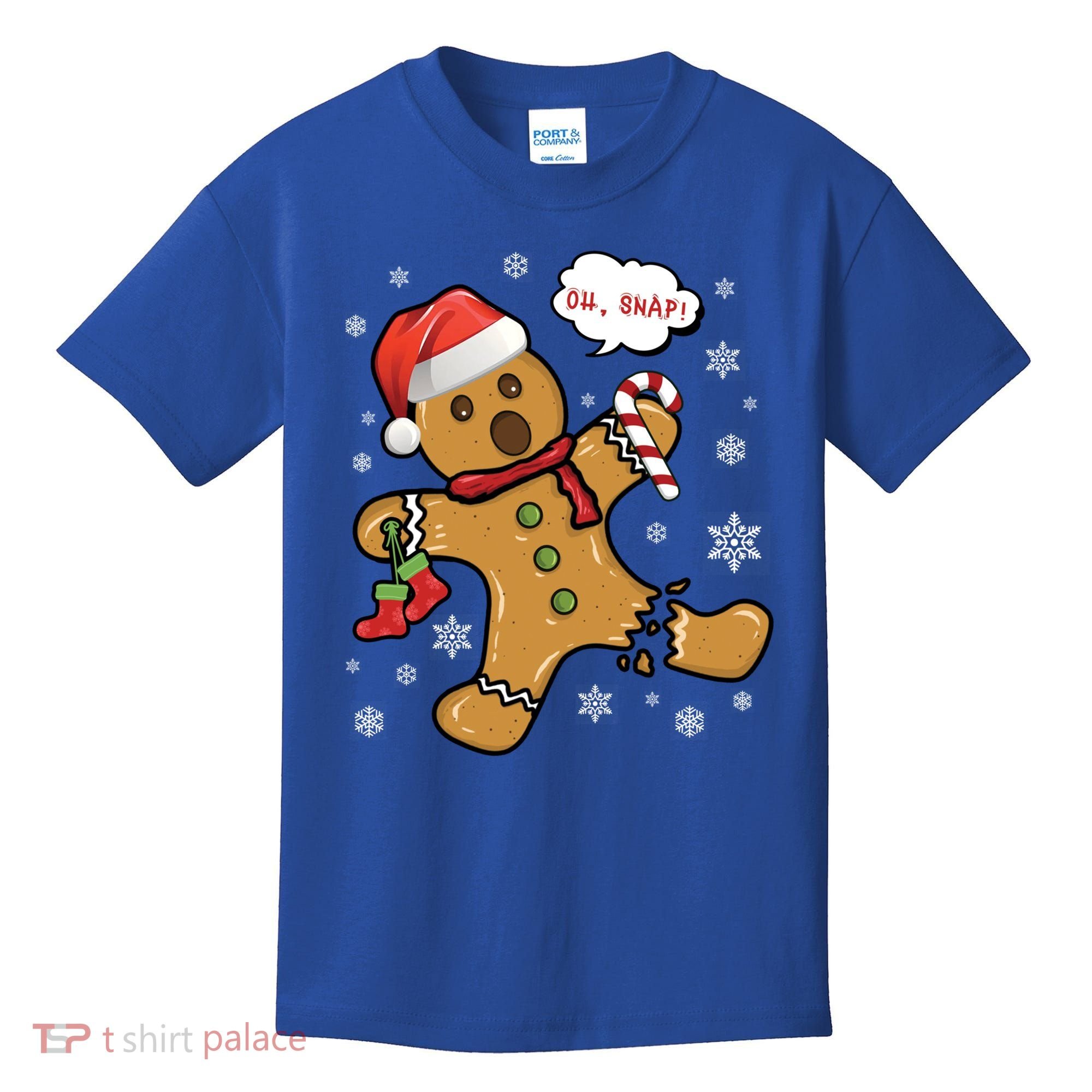 Gingerbread Cookie Santa Hat Oh Snap Funny Christmas Gift Kids T-Shirt