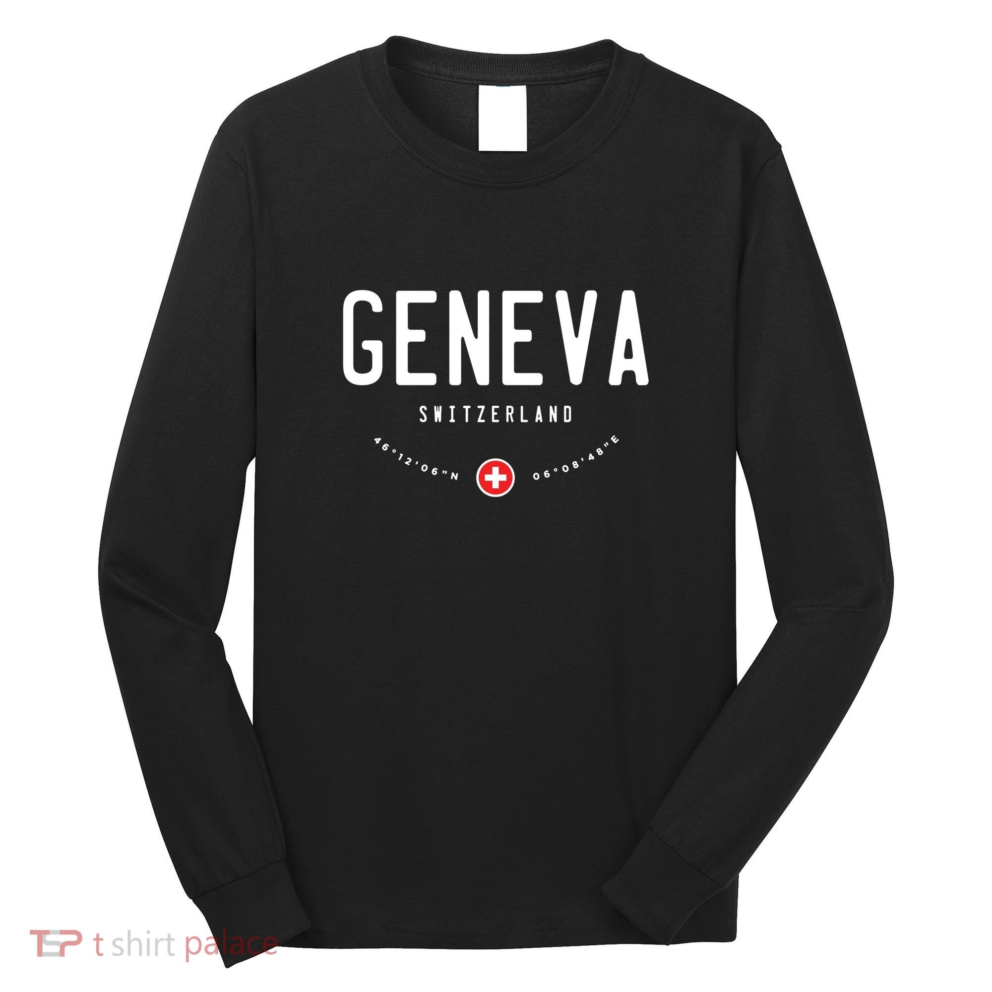 Geneva Coordinates Switzerland Flag Long Sleeve Shirt