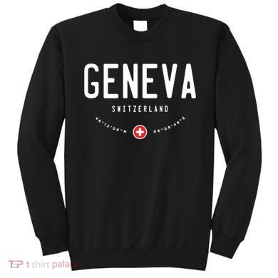 Geneva Coordinates Switzerland Flag Sweatshirt