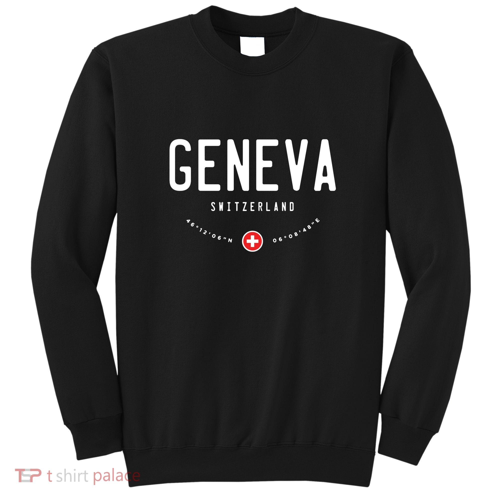 Geneva Coordinates Switzerland Flag Sweatshirt