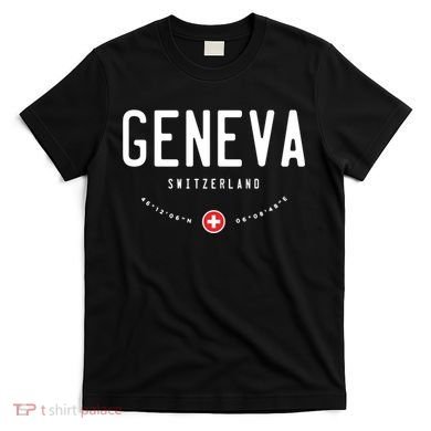 Geneva Coordinates Switzerland Flag T-Shirt