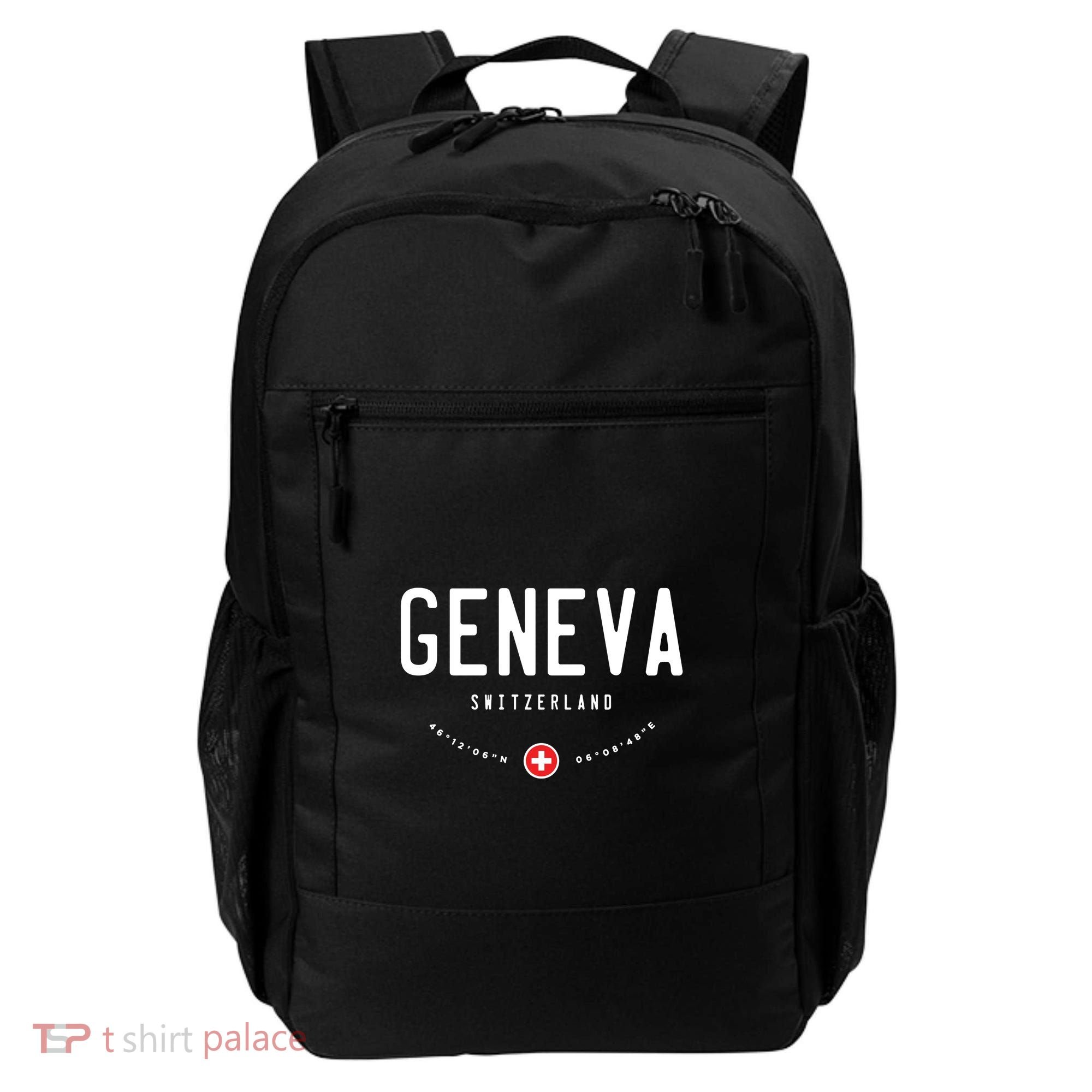 Geneva Coordinates Switzerland Flag Backpack