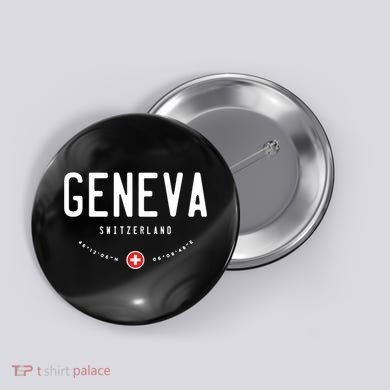 Geneva Coordinates Switzerland Flag Button