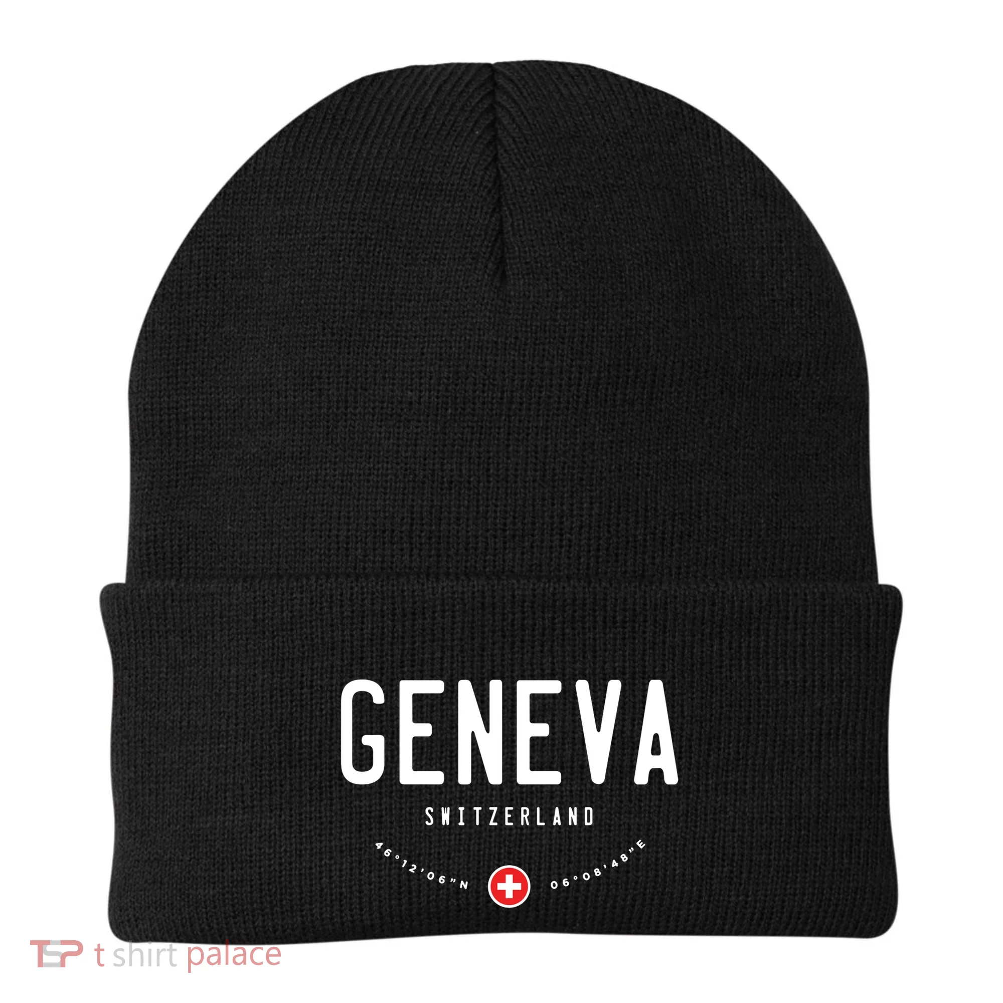 Geneva Coordinates Switzerland Flag Beanie