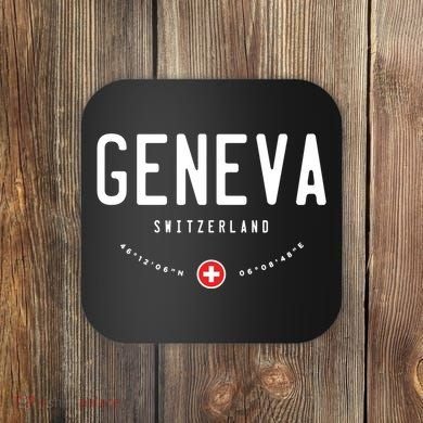 Geneva Coordinates Switzerland Flag Coaster