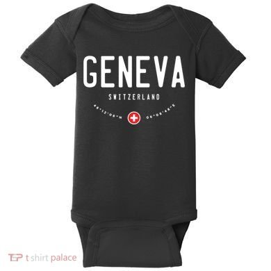 Geneva Coordinates Switzerland Flag Baby Bodysuit