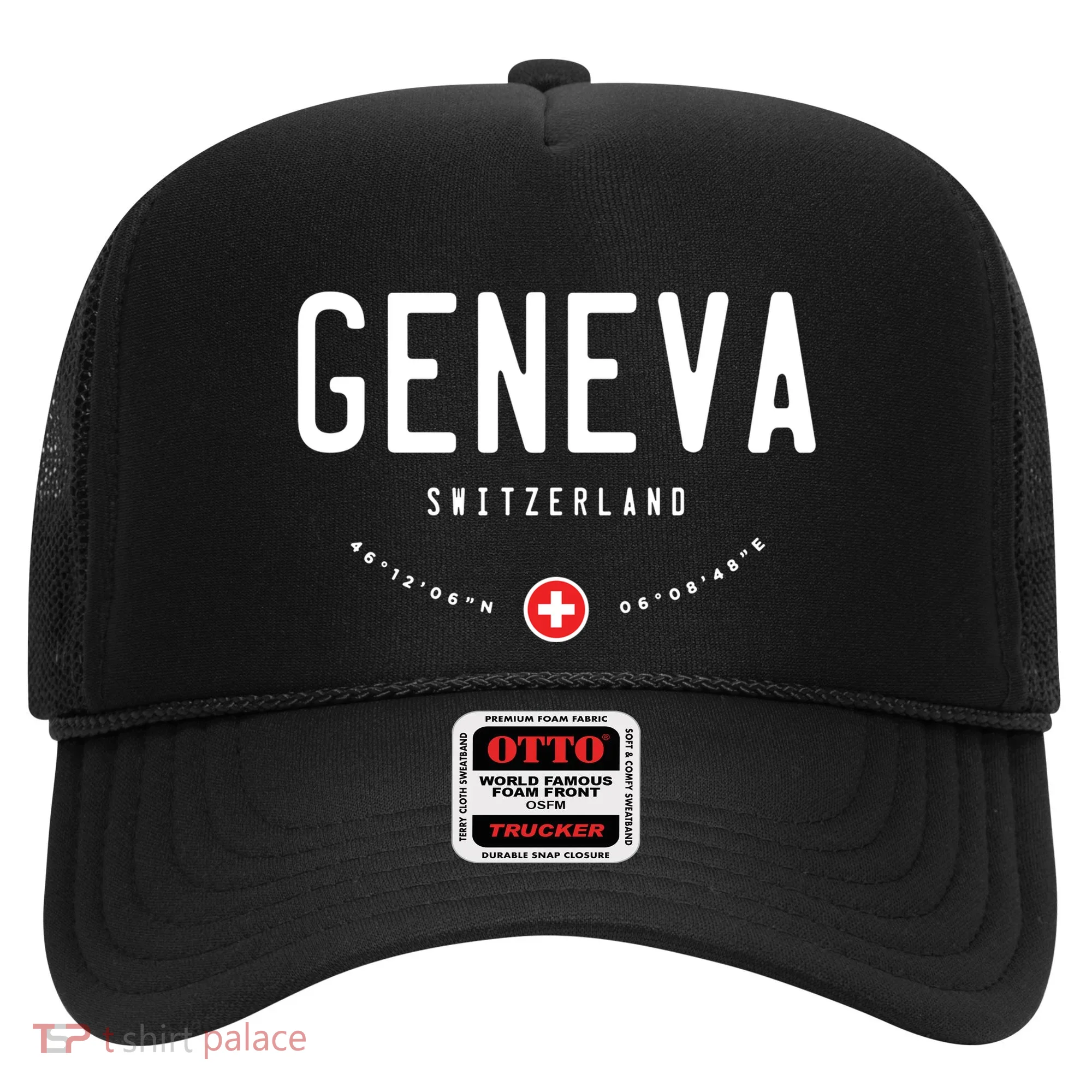 Geneva Coordinates Switzerland Flag Hat