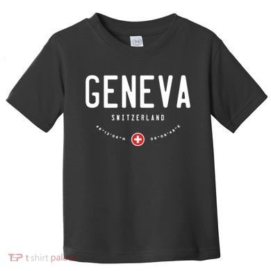 Geneva Coordinates Switzerland Flag Toddler T-Shirt