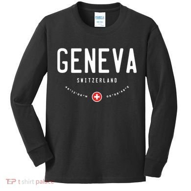 Geneva Coordinates Switzerland Flag Kids Long Sleeve Shirt