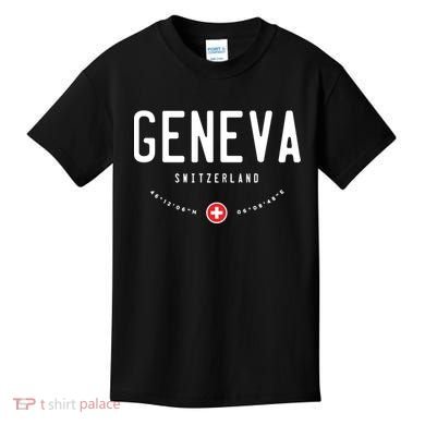 Geneva Coordinates Switzerland Flag Kids T-Shirt