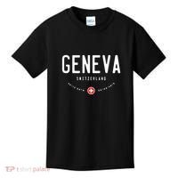 Geneva Coordinates Switzerland Flag Kids T-Shirt thumb 0