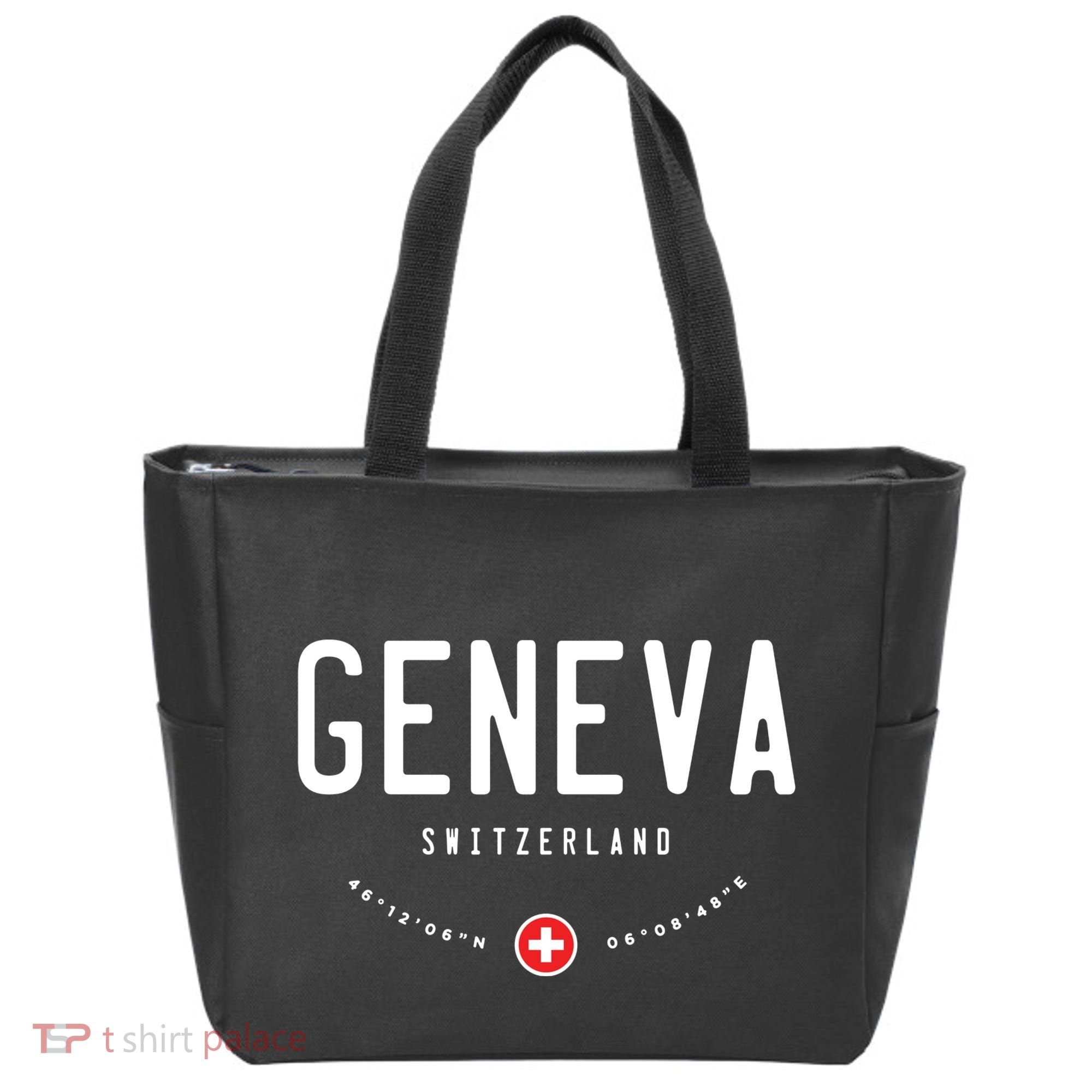 Geneva Coordinates Switzerland Flag Tote Bag
