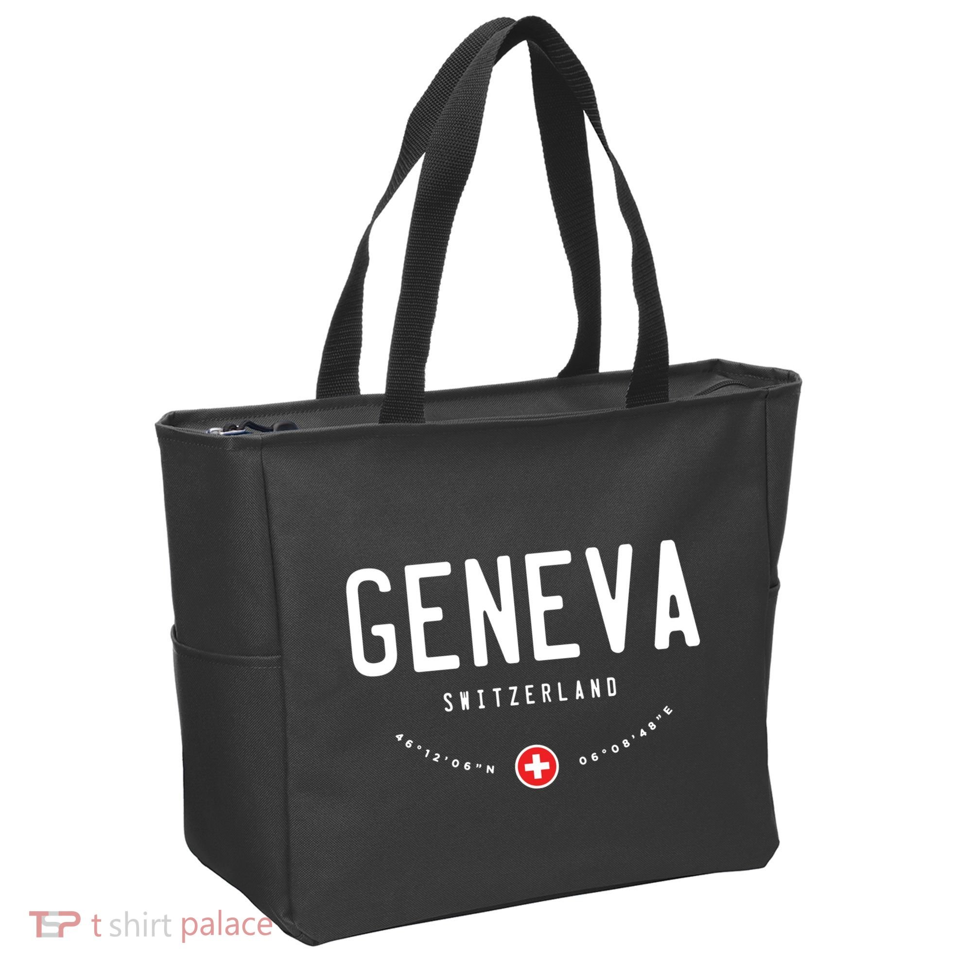 Geneva Coordinates Switzerland Flag Tote Bag