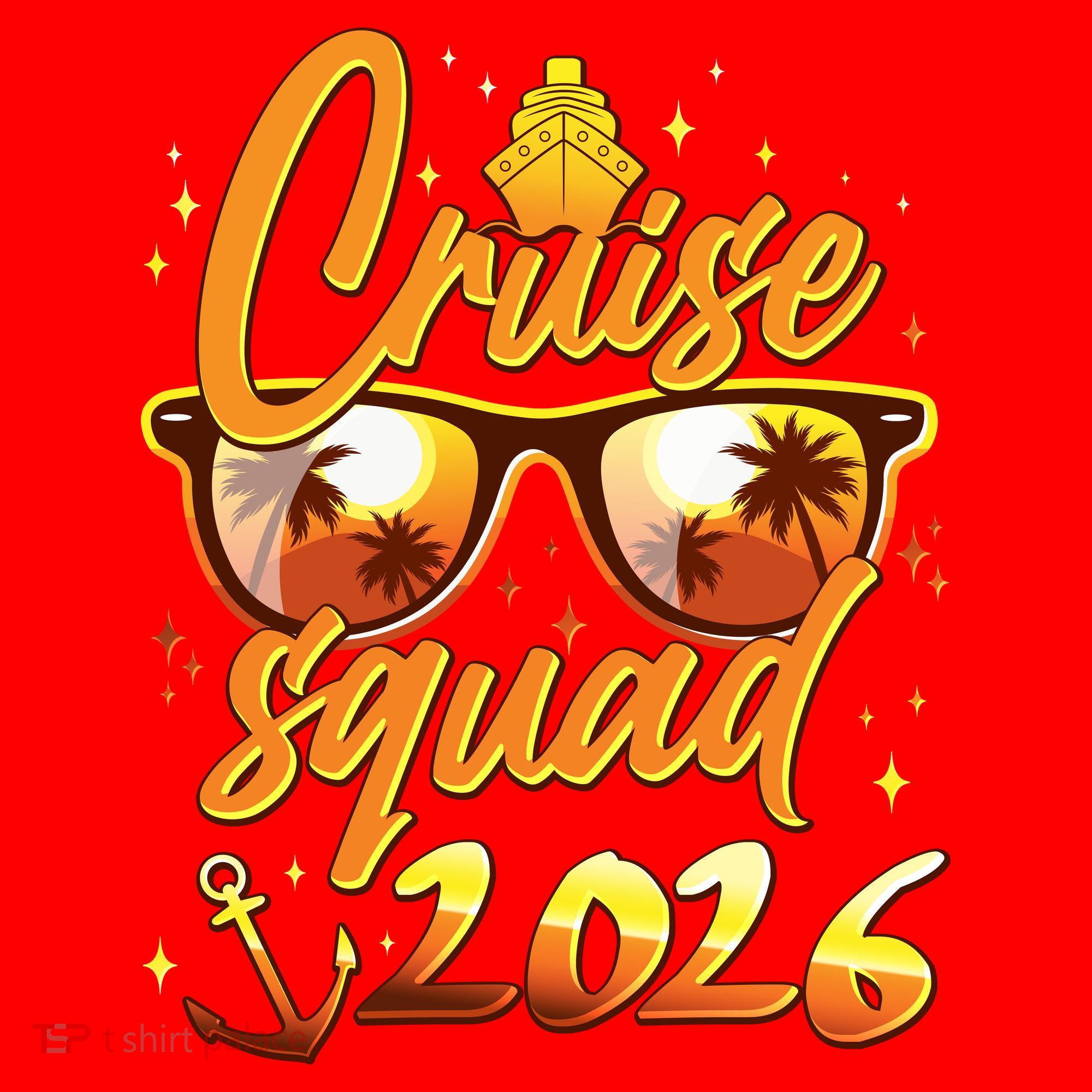 Gold Cruise Squad 2026  Santa Hat