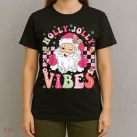 Groovy Cute Santa Claus Christmas Vibes Xmas Women Girl T-Shirt thumb 4