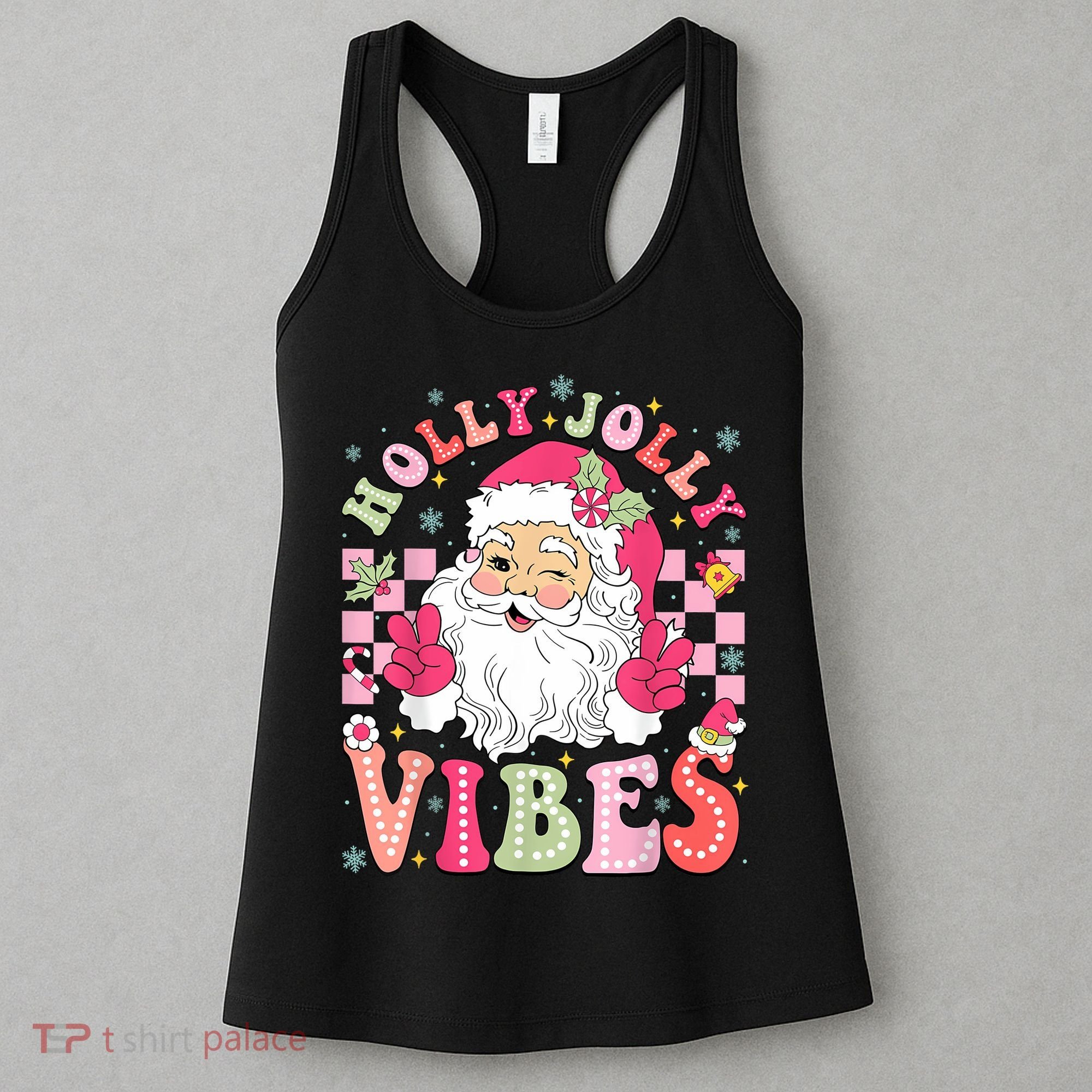 Groovy Cute Santa Claus Christmas Vibes Xmas Women Girl Women's Tank Top