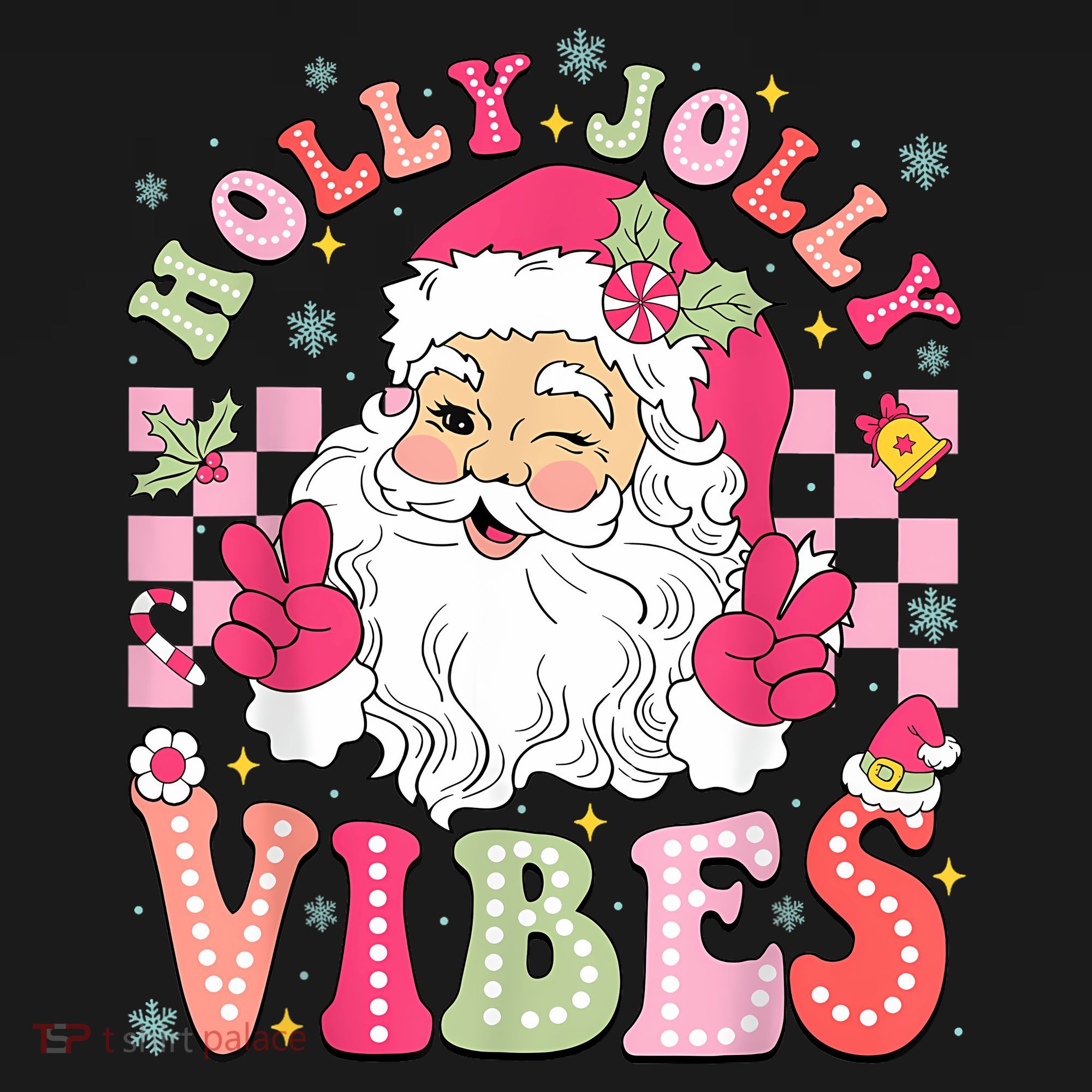 Groovy Cute Santa Claus Christmas Vibes Xmas Women Girl Women's Tank Top