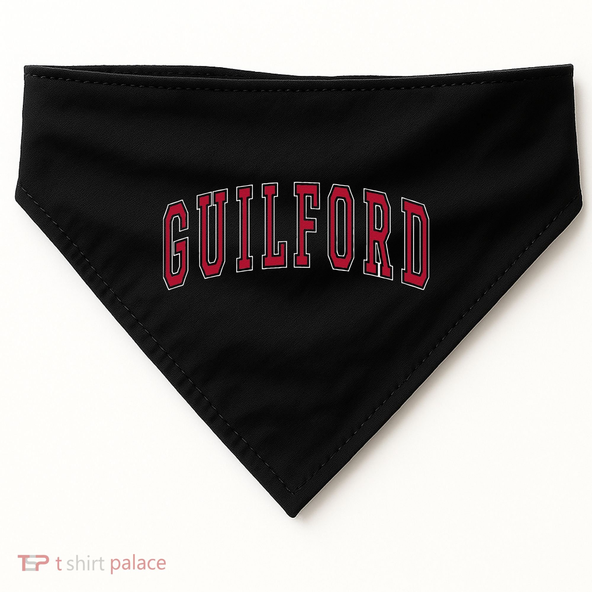 Guilford Connecticut Souvenir College Style Red Text USA-Made Doggie Bandana