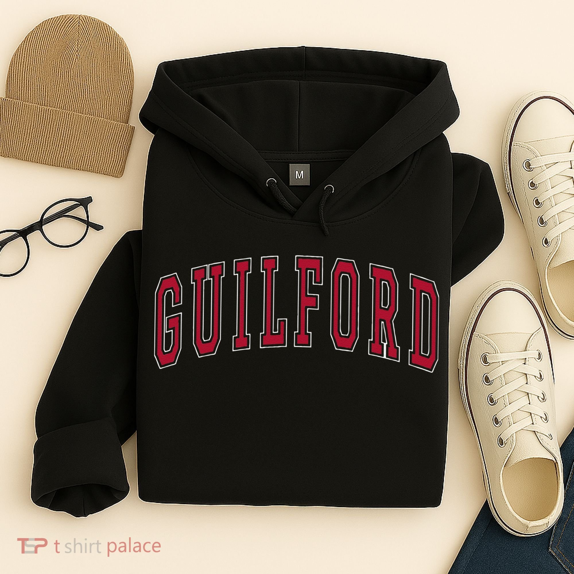 Guilford Connecticut Souvenir College Style Red Text Hoodie