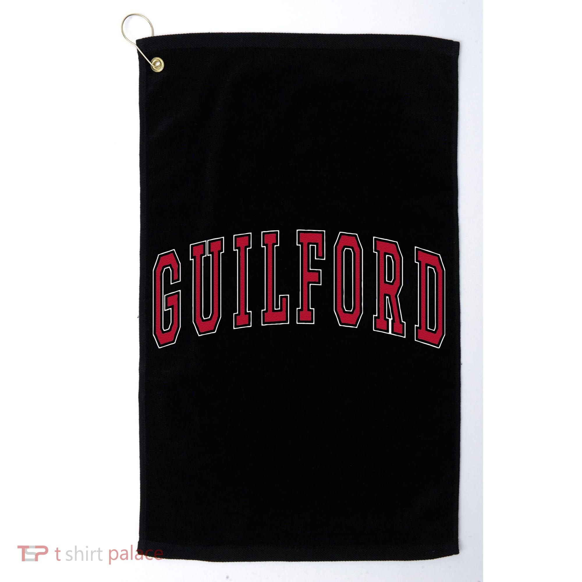 Guilford Connecticut Souvenir College Style Red Text Golf Towel