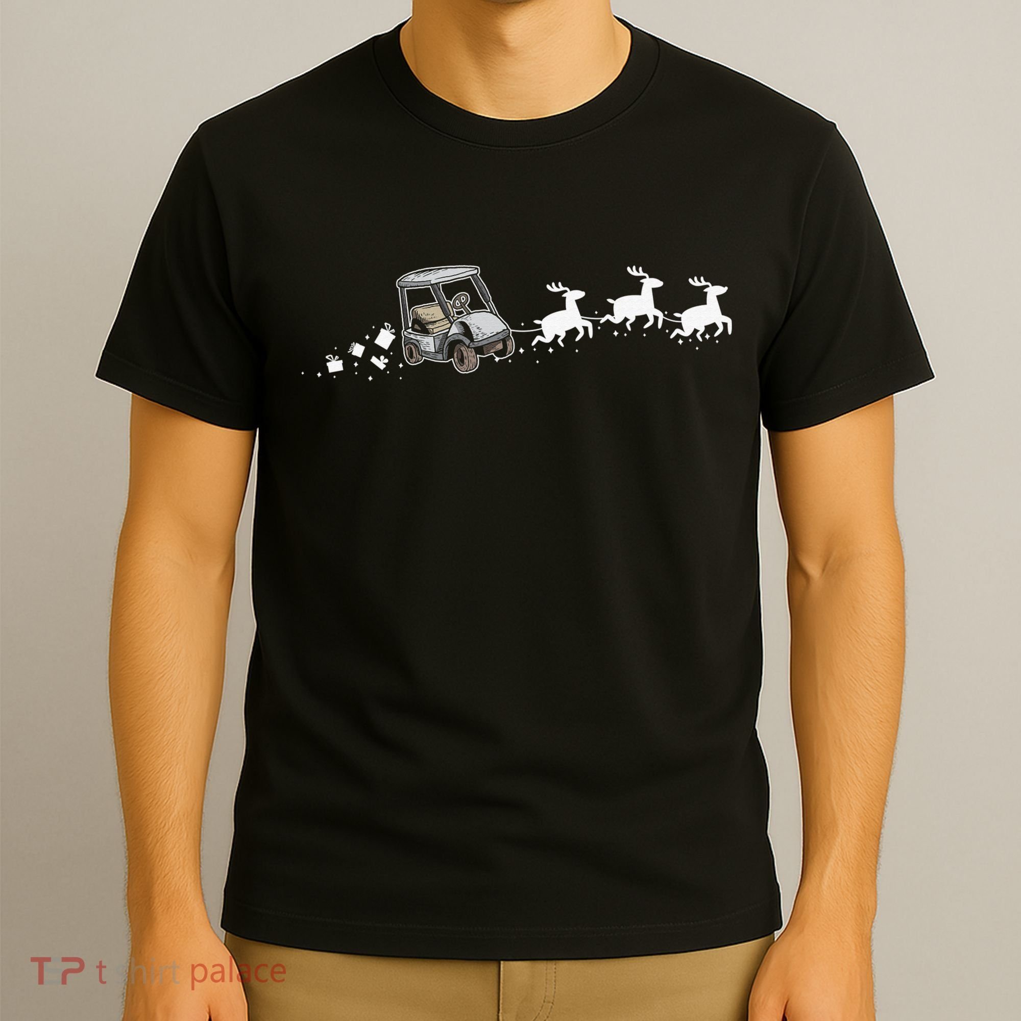 Golf Cart Santa Christmas Sleigh Funny Golf Club T-Shirt