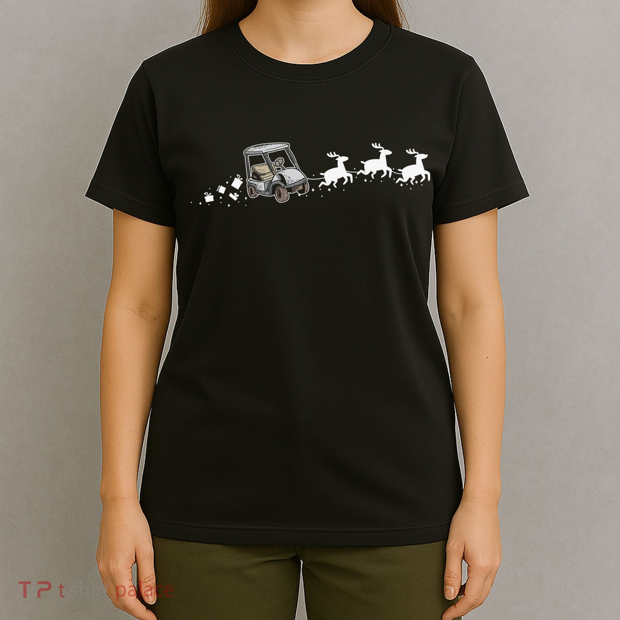 Golf Cart Santa Christmas Sleigh Funny Golf Club T-Shirt