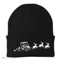 Golf Cart Santa Christmas Sleigh Funny Golf Club Beanie thumb 0