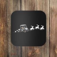 Golf Cart Santa Christmas Sleigh Funny Golf Club Coaster thumb 0