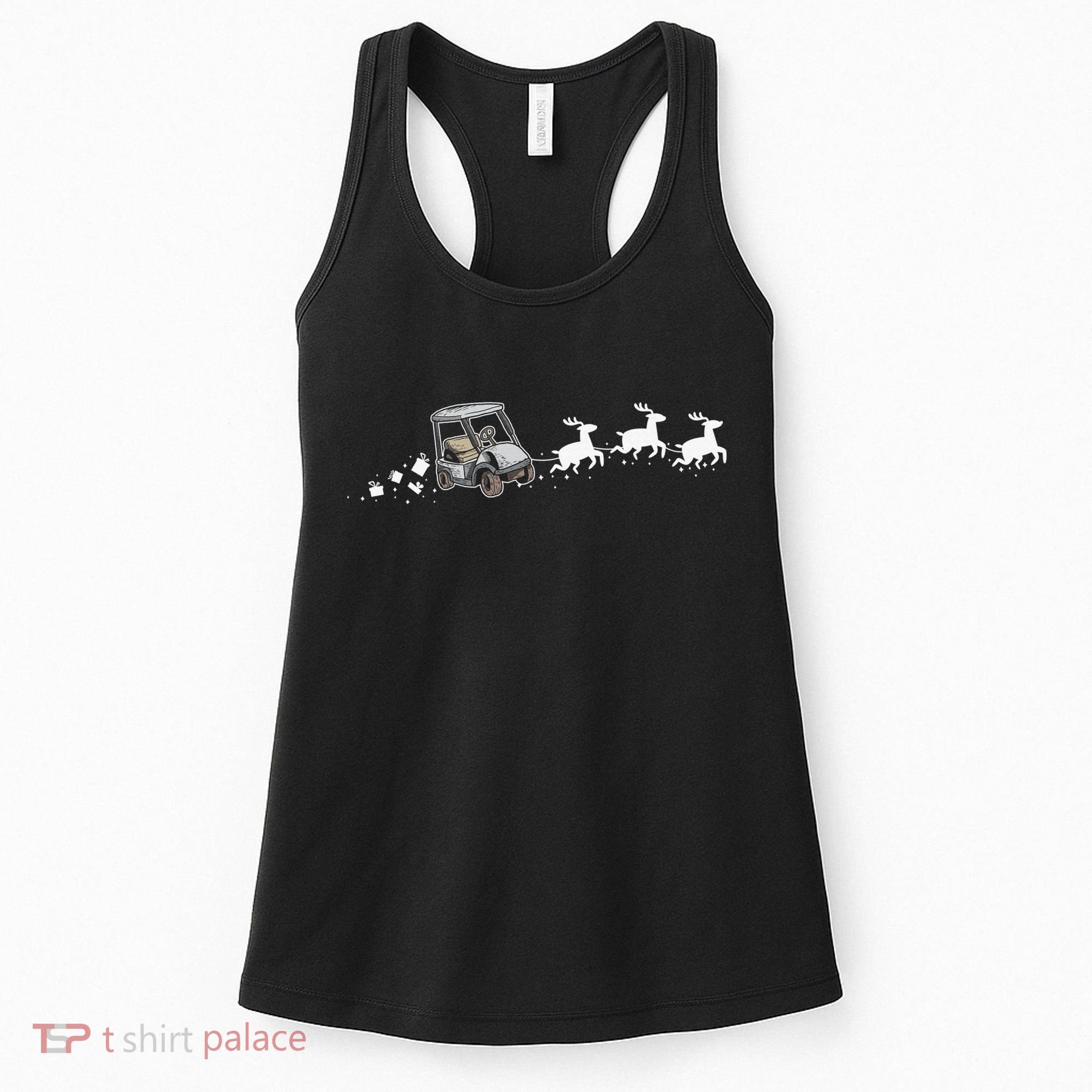 Golf Cart Santa Christmas Sleigh Funny Golf Club Women's Tank Top