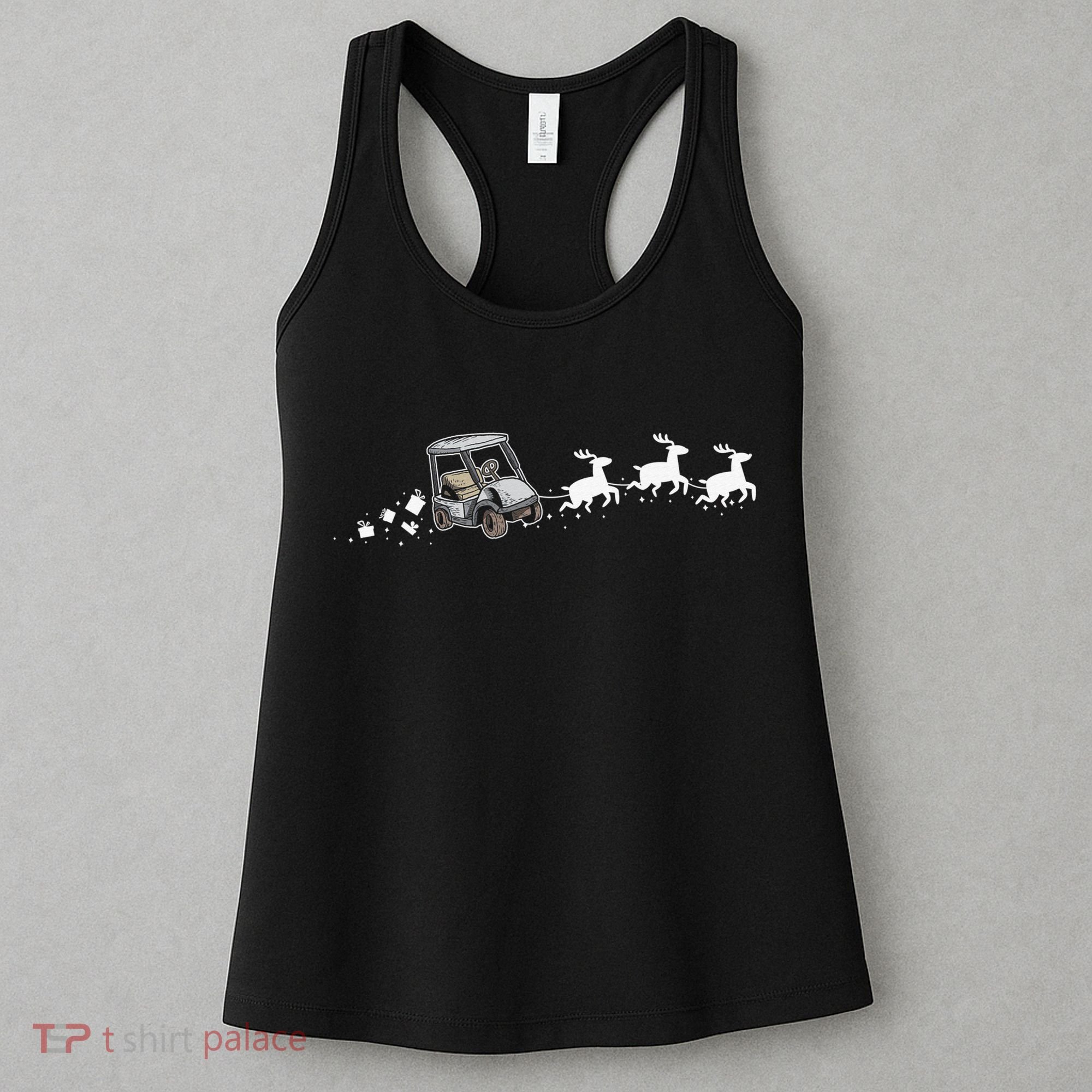 Golf Cart Santa Christmas Sleigh Funny Golf Club Women's Tank Top