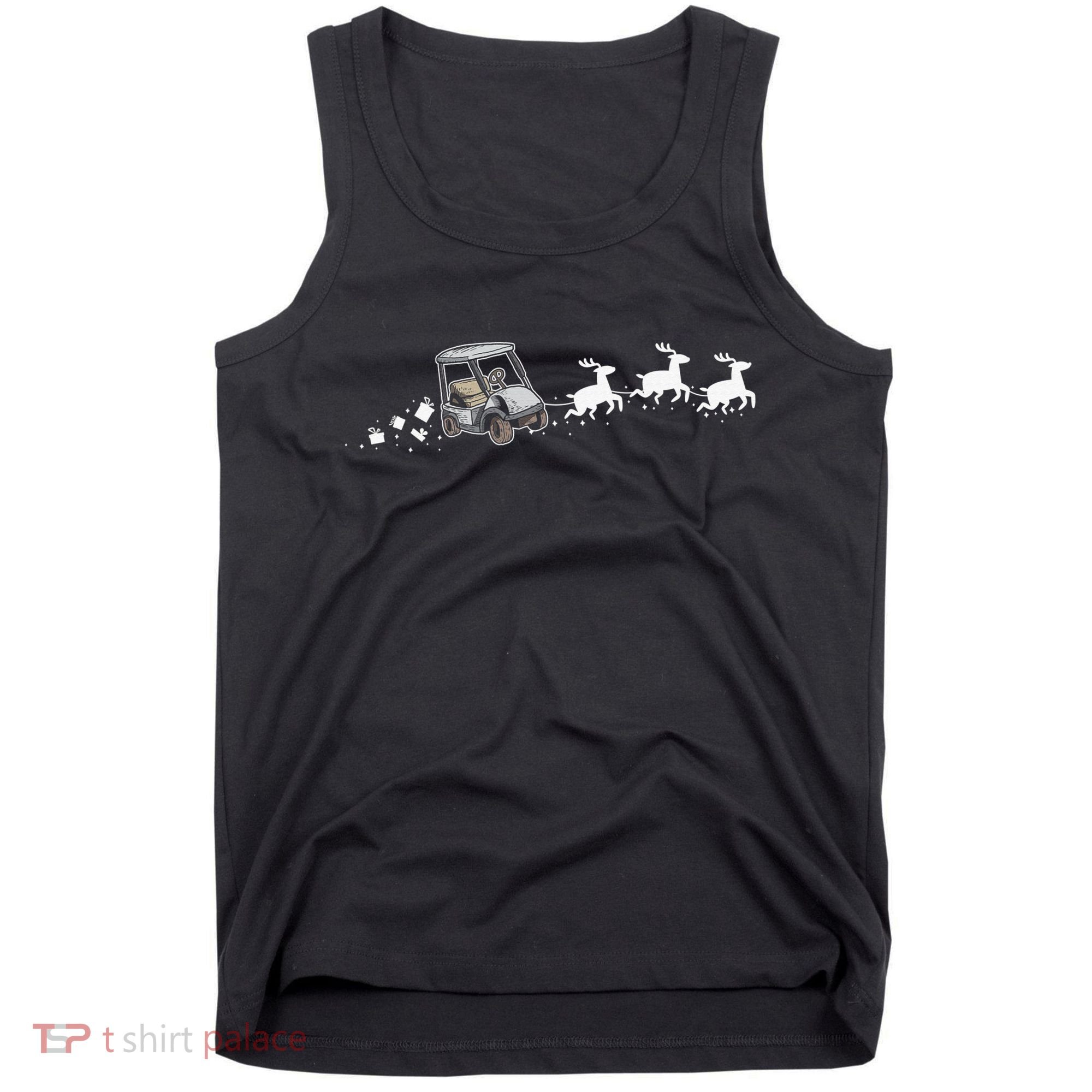 Golf Cart Santa Christmas Sleigh Funny Golf Club Tank Top