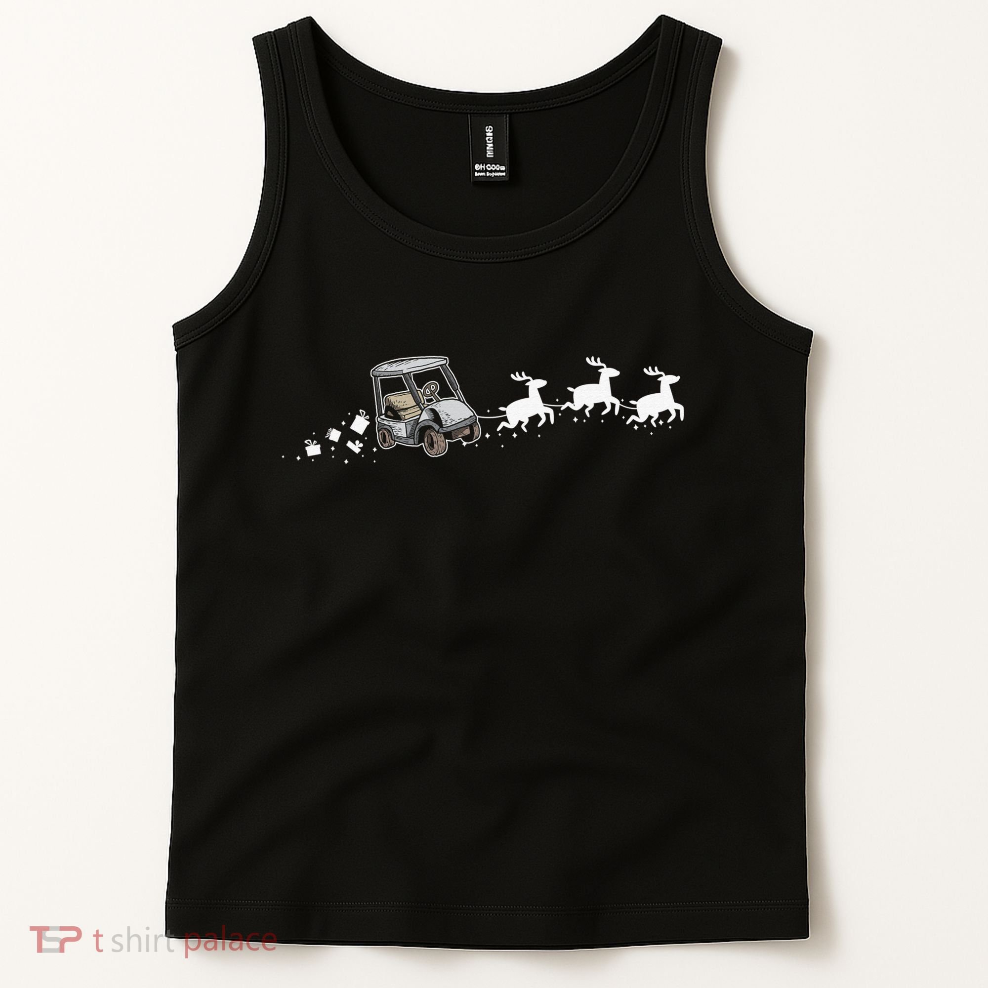 Golf Cart Santa Christmas Sleigh Funny Golf Club Tank Top