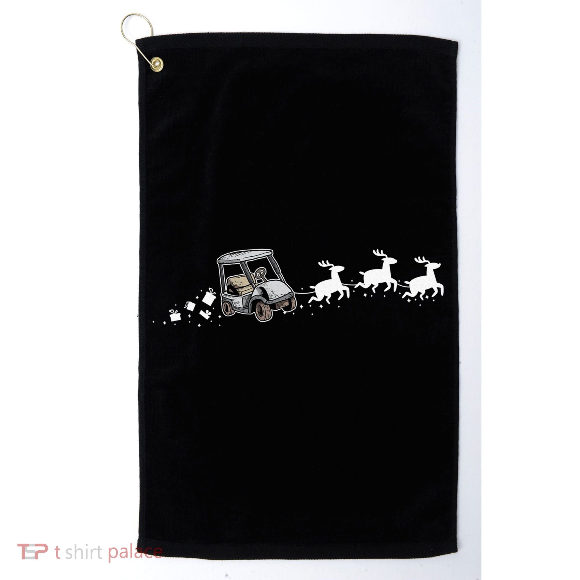Golf Cart Santa Christmas Sleigh Funny Golf Club Golf Towel
