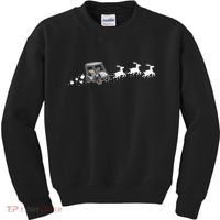 Golf Cart Santa Christmas Sleigh Funny Golf Club Kids Sweatshirt thumb 0