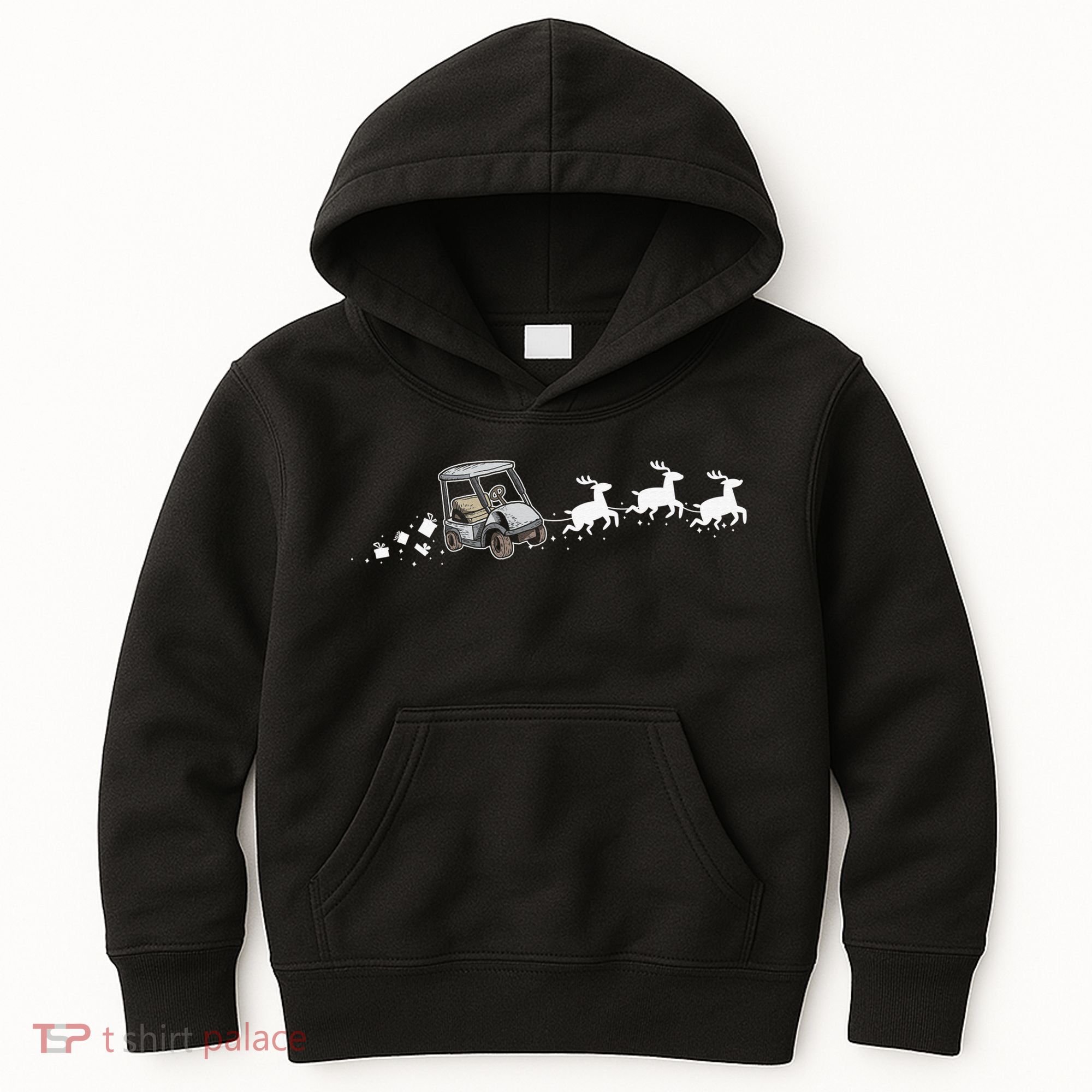 Golf Cart Santa Christmas Sleigh Funny Golf Club Kids Hoodie