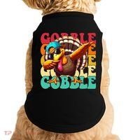 Gobble Cool Turkey Day Thanksgiving Retro Doggie Tank thumb 0