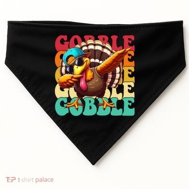 Gobble Cool Turkey Day Thanksgiving Retro USA-Made Doggie Bandana