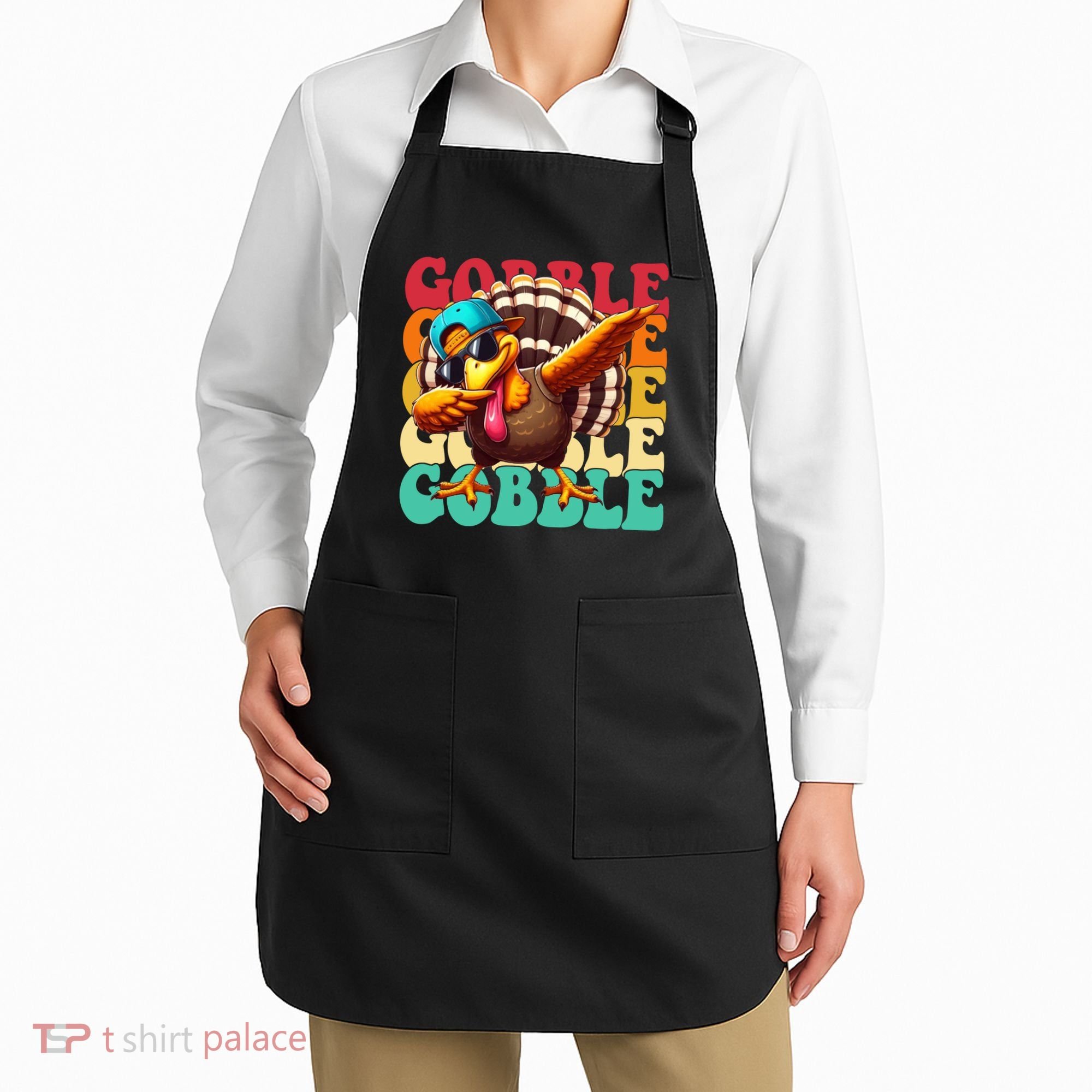 Gobble Cool Turkey Day Thanksgiving Retro Apron
