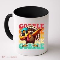 Gobble Cool Turkey Day Thanksgiving Retro Coffee Mug thumb 0