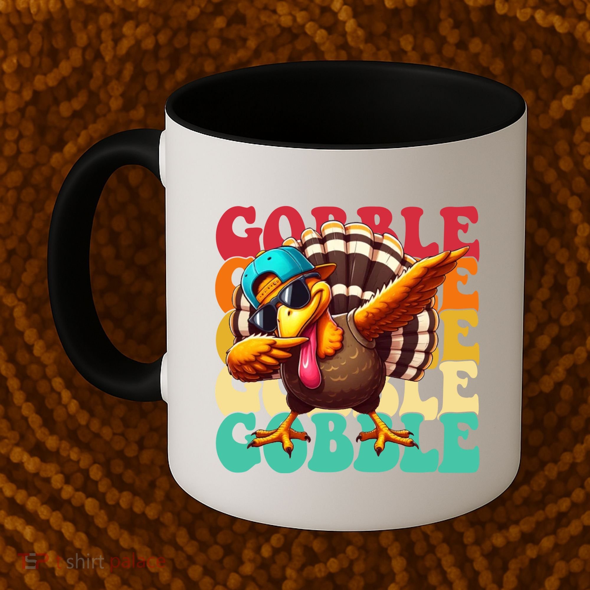 Gobble Cool Turkey Day Thanksgiving Retro Coffee Mug