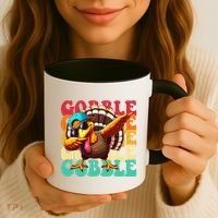 Gobble Cool Turkey Day Thanksgiving Retro Coffee Mug thumb 3