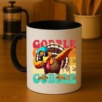 Gobble Cool Turkey Day Thanksgiving Retro Coffee Mug thumb 4