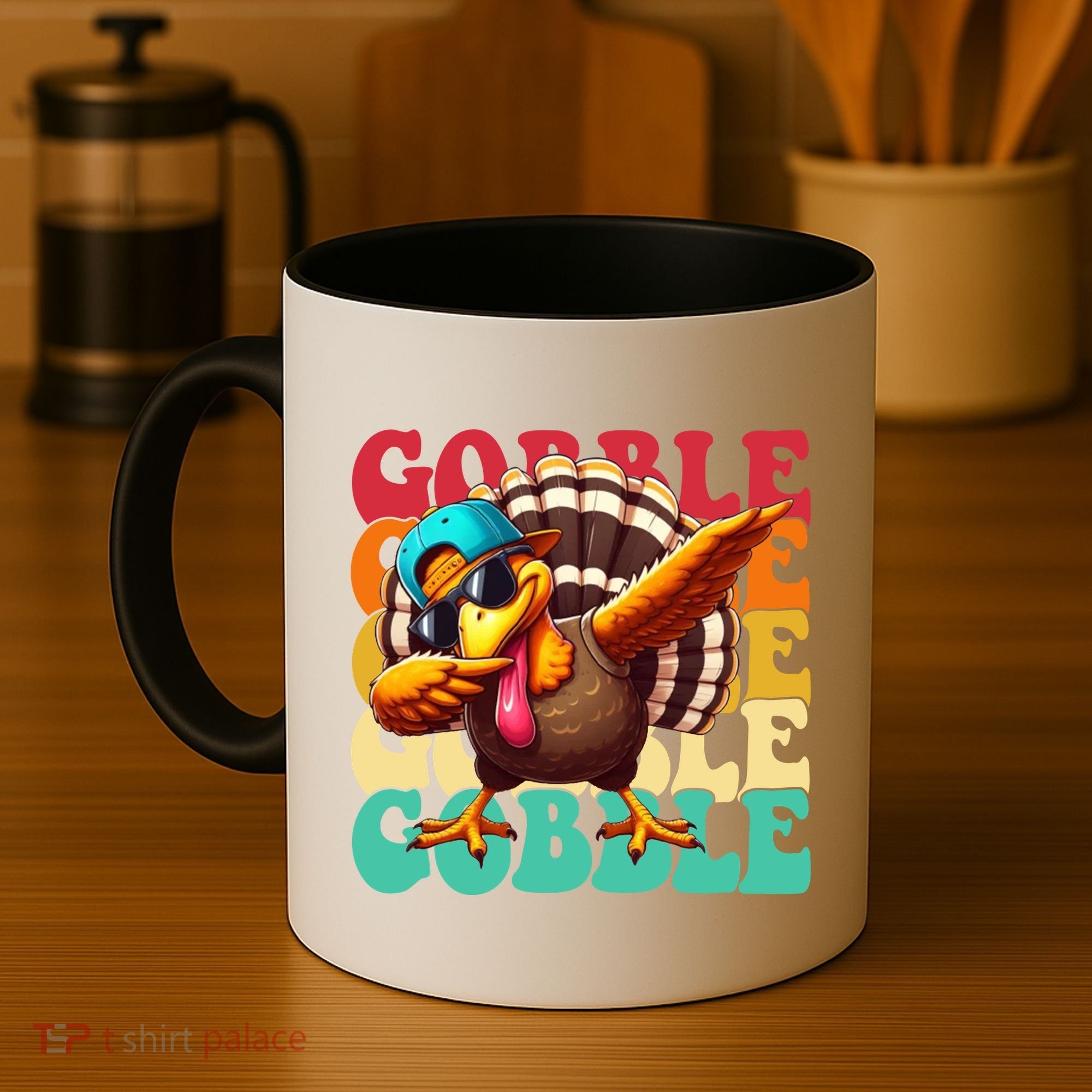 Gobble Cool Turkey Day Thanksgiving Retro Coffee Mug