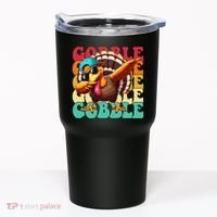 Gobble Cool Turkey Day Thanksgiving Retro Tumbler thumb 0