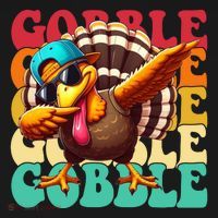 Gobble Cool Turkey Day Thanksgiving Retro Ornament thumb 1