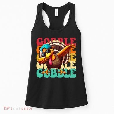 Gobble Cool Turkey Day Thanksgiving Retro Women's Tank Top