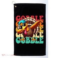 Gobble Cool Turkey Day Thanksgiving Retro Golf Towel thumb 0