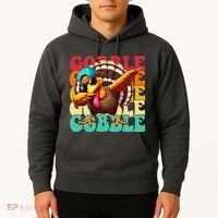 Gobble Cool Turkey Day Thanksgiving Retro Hoodie thumb 2